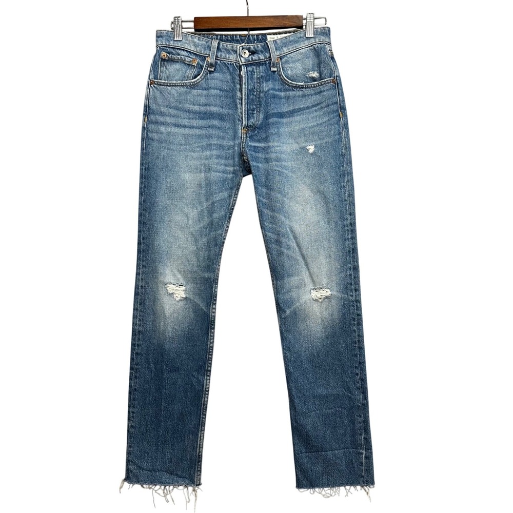 rag & bone Rosa Mid Rise‎ Boyfriend Jeans Women's Size 24 Light Wash Distressed